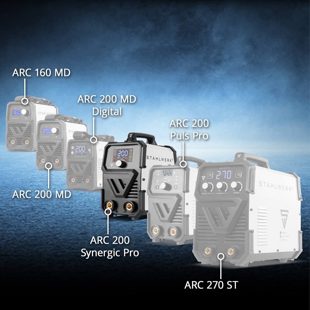 STAHLWERK ARC 200 Synergic Pro vollsynergischer MMA E-Hand Lift-TIG In