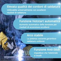 STAHLWERK Saldatrice ad elettrodo ARC 200 Synergic Pro, inverter completamente sinergico MMA | E-Hand | Lift-TIG con 200 ampere e tecnologia IGBT