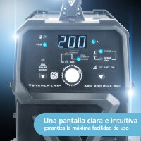 STAHLWERK ARC 200 Puls Pro soldador de electrodo, compacto MMA | E-Hand | Lift-TIG inversor con 200 amperios, tecnolog&iacute;a IGBT y funci&oacute;n de pulsos