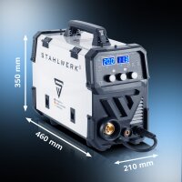 STAHLWERK svetsmaskin MIG MAG 200 Spot Puls Pro, fullt synergisk IGBT-inverter, 5 i 1 kombinationsenhet med spotfunktion och 200 ampere, aluminium | fylld tr&aring;d | MIG MAG | ARC MMA | Lift TIG | Puls