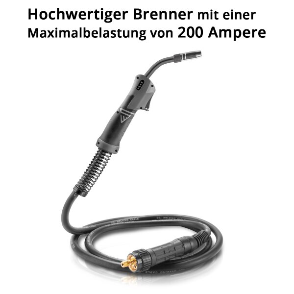 Torcia per saldatura a filo Meter MIG MAG MB15 15AK con connettore Euro