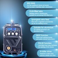 STAHLWERK svetsmaskin MIG MAG 200 Spot Puls Pro fullt utrustad, fullt synergisk IGBT-inverter, 5in1 kombinationsenhet med spotfunktion och 200 ampere, aluminium | fylld tr&aring;d | MIG MAG | ARC MMA | Lift TIG | Pulse