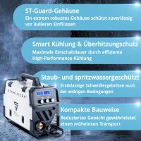 STAHLWERK Schwei&szlig;ger&auml;t MIG MAG 200 Spot Puls Pro Vollausstattung, Vollsynergischer IGBT Inverter, 5in1 Kombiger&auml;t mit Spotfunktion und 200 Ampere, Alu | F&uuml;lldraht | MIG MAG | ARC MMA | Lift TIG | Puls