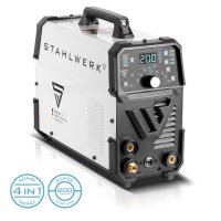 STAHLWERK 4-in-1 Combination Welder DC TIG 200 Pulse Pro CUT fully equipped, digital 200 A IGBT inverter with DC TIG | MMA | Pulse function and integrated 40 A plasma cutter
