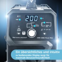 STAHLWERK ARC 200 Puls Pro Elektroden-Schwei&szlig;ger&auml;t Vollausstattung, kompakter MMA | E-Hand | Lift-TIG Inverter mit 200 Ampere, IGBT Technologie und Puls-Funktion