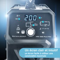 STAHLWERK ARC 200 Puls Pro Poste de soudage &agrave; &eacute;lectrodes &eacute;quipement complet, onduleur compact MMA | E-Hand | Lift-TIG avec 200 amp&egrave;res, technologie IGBT et fonction Pulse