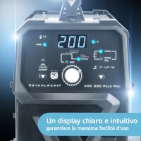 STAHLWERK ARC 200 Puls Pro Saldatore a elettrodo Completamente equipaggiato, inverter compatto MMA | E-Hand | Lift-TIG con 200 ampere, tecnologia IGBT e funzione a impulsi