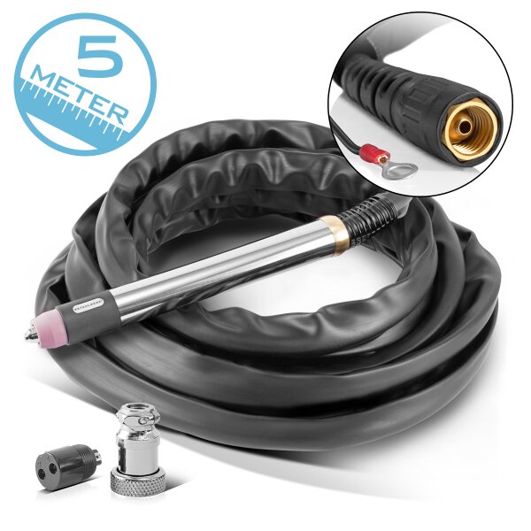 STAHLWERK P60 CNC horák | Plazmový horák | Rezací horák s pouzdrem z nerezové oceli a kvalitní mosaznou hlavou pro plazmovou rezacku s pilotním zapalováním vcetne balení 5 m hadice