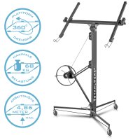 STAHLWERK plate lifter PH-465 ST + plate carrying aid set, high-quality plate lift | assembly lift with 1.92-4.86 m working range, loadable up to 68 kg including plate handles