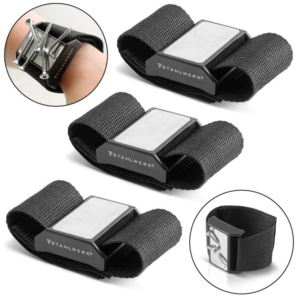 STAHLWERK magnetic bracelet for screws magnetic small parts screws nails bits drill tool strong magnet craftsman 3er Set