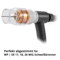 STAHLWERK Premium WIG Glas-Gaslinsen-Set 14-teiliges Schwei&szlig;zubeh&ouml;r mit Glas-Gasd&uuml;sen, Spannh&uuml;lsen, Spannh&uuml;lsengeh&auml;usen, Schwei&szlig;brenner-Isolator, Dichtungen und Glasd&uuml;sen-Adapter f&uuml;r WP | SR 17, 18, 26 WIG Schwei&szlig;brenner
