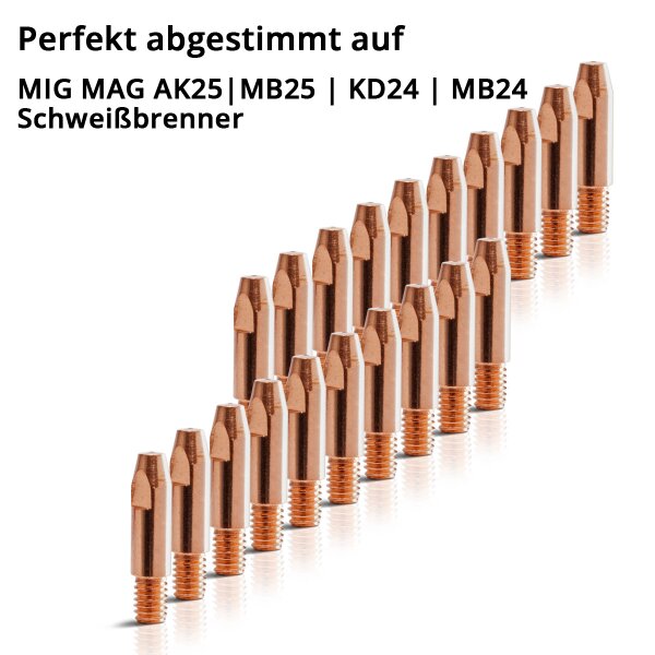 MB 150 Schweißzubehör WELDINGER MIG/MAG Stromdüsen M6 0,8 Mm - 5er Set Für Aluminium - Ersatz Für MB 150 Schweißgeräte Stromdüsen 0,8
