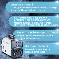 STAHLWERK MTM-200 ST Saldatrice ad arco schermata a gas 3 in 1 | inverter con 200 A e trainafilo sinergico per TIG | MIG MAG | MMA