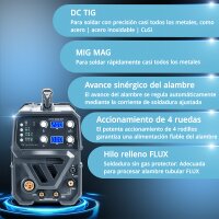 STAHLWERK MTM-200 ST m&aacute;quina de soldar 3 en 1 con protecci&oacute;n de gas totalmente equipada | inversor con 200 A y alimentador de hilo sin&eacute;rgico para TIG | MIG MAG | MMA