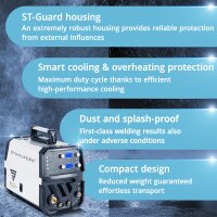 STAHLWERK MTM-200 ST fully equipped 3-in-1 gas-shielded welding machine | inverter with 200 A and synergic wire feeder for TIG | MIG MAG | MMA