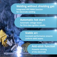STAHLWERK MTM-200 ST fully equipped 3-in-1 gas-shielded welding machine | inverter with 200 A and synergic wire feeder for TIG | MIG MAG | MMA