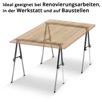 STAHLWERK SB-910 ST pilov&yacute; kun v sade 2 kovov&yacute;ch pracovn&iacute;ch kozl&iacute;ku s pr&aacute;&scaron;kov&yacute;m n&aacute;strikem | univerz&aacute;ln&iacute; skl&aacute;dac&iacute; kozl&iacute;k | le&scaron;en&aacute;rsk&yacute; kozl&iacute;k v&yacute;&scaron;kove nastaviteln&yacute; od 645 do 910 mm s nosnost&iacute; 150 kg a