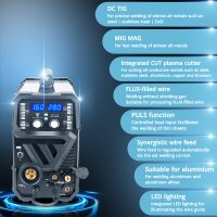 STAHLWERK CTM-416 Puls Pro 6-in-1 svetsmaskin med gasolskydd | inverter med 160 A, pulsfunktion f&ouml;r aluminium och 40 A plasmask&auml;rare CUT | TIG | MIG MAG | PULS | MMA | FLUX
