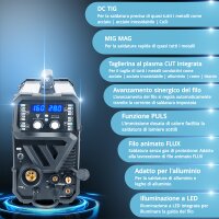 STAHLWERK CTM-416 Puls Pro 6-in-1 saldatrice schermata a gas | inverter con 160 A, funzione ad impulsi per alluminio e taglierina al plasma da 40 A TAGLIO | TIG | MIG MAG | PULS | MMA | FLUX