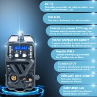 STAHLWERK CTM-416 Puls Pro 6 en 1 soldador de gas | inversor con 160 A, funci&oacute;n de pulsos para aluminio y cortador de plasma de 40 A CUT | TIG | MIG MAG | PULS | MMA | FLUX