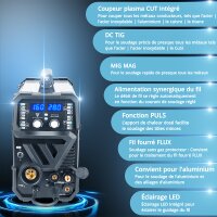 STAHLWERK Poste de soudage CTM-416 Puls Pro &eacute;quipement complet Poste de soudage sous gaz protecteur 6 en 1 | Inverter avec 160 A, fonction pulse pour laluminium et coupeur plasma 40 A CUT | TIG | MIG