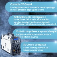 STAHLWERK CTM-416 Puls Pro saldatrice a gas inerte 6 in 1 completamente equipaggiata | inverter con 160 A, funzione ad impulsi per alluminio e taglierina al plasma da 40 A TAGLIO | TIG | MIG MAG |