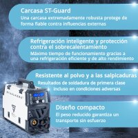 STAHLWERK CTM-416 Puls Pro soldador de gas inerte 6 en 1 totalmente equipado | inversor con 160 A, funci&oacute;n de pulsos para aluminio y cortador de plasma de 40 A CUT | TIG | MIG MAG | PULS | MMA | FLUX