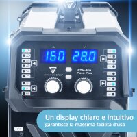 STAHLWERK CTM-416 Puls Pro saldatrice a gas inerte 6 in 1 completamente equipaggiata | inverter con 160 A, funzione ad impulsi per alluminio e taglierina al plasma da 40 A TAGLIO | TIG | MIG MAG |