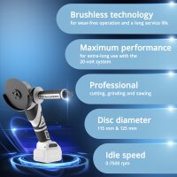 STAHLWERK In harjaton akkukulmahiomakone AWS-20 ST ilman akkua | 20 voltin j&auml;rjestelm&auml; | 0 - 7500 min-1 | kiekkokoot 115 mm ja 125 mm | katkaisuhiomakone | katkaisunoita | katkaisunoita