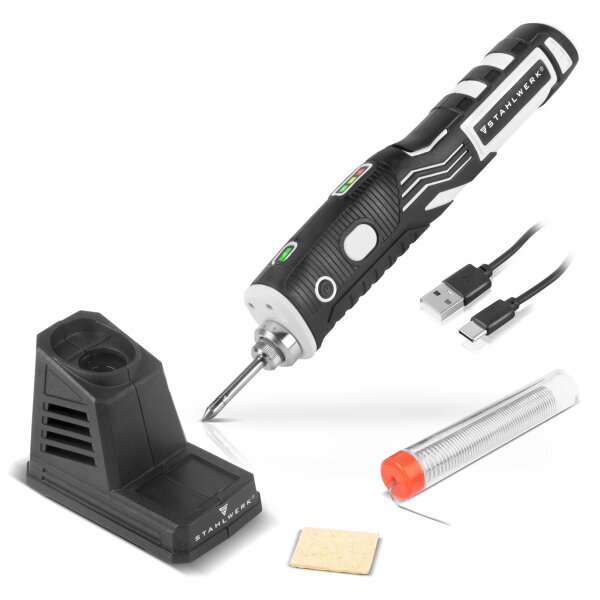 Diealles Akku Lötkolben Set - USB-C, LCD, Temperaturregelbar 260-420°C, Inkl. Zubehör