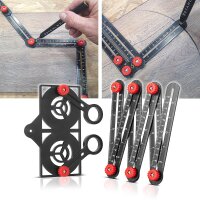 STAHLWERK Linijka pomiarowa  6 w 1 do precyzyjnego tworzenia szablonów, wysokiej jakosci Katomierz | Szablon katowy | Konturograf | Narzedzie do szablonów | Aluminiowe narzedzie pomiarowe