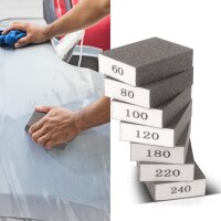 STAHLWERK Zestaw 7 gabek szlifierskich o ziarnistosci 60 | 80 | 100 | 120 | 180 | 220 | 240, zmywalne i wielokrotnego uzytku bloki szlifierskie | klocki szlifierskie | bloki szlifierskie