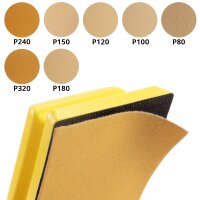 STAHLWERK Bloc de pon&ccedil;age manuel avec P80 | P100 | P120 | P150 | P180 | P240 | P320 grain, bloc de pon&ccedil;age | &eacute;ponge abrasive | ponceuse &agrave; main en mousse PU avec abrasifs auto-agrippants 70 x 115 mm