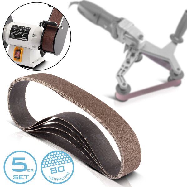 STAHLWERK slibebåndssæt med 5 slibebånd med korn P80 40 x 760 mm Universal slibepapir | stofslibebånd | slibemiddel til rørbåndslibere, båndslibere og slibemaskiner