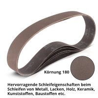 STAHLWERK slibeb&aring;ndss&aelig;t med 5 slibeb&aring;nd med korn P180 40 x 760 mm Universal slibepapir | stofslibeb&aring;nd | slibemidler til r&oslash;rb&aring;ndslibere, b&aring;ndslibere og slibemaskiner