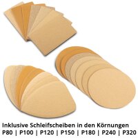 STAHLWERK Handschleifblock 3er Set mit P80 | P100 | P120 | P150 | P180 | P240 | P320 K&ouml;rnung, Schleifblock | Schleifschwamm | Handschleifer aus PU-Schaumstoff mit Klett-Schleifmittel