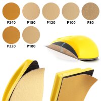 STAHLWERK Handschleifblock 3er Set mit P80 | P100 | P120 | P150 | P180 | P240 | P320 K&ouml;rnung, Schleifblock | Schleifschwamm | Handschleifer aus PU-Schaumstoff mit Klett-Schleifmittel