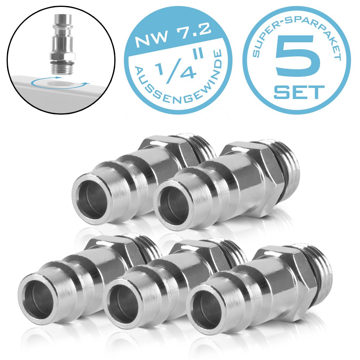 Rubinetto Rapido Universale Raccordo Aria Compressa Attacco Maschio Art - Foto 6