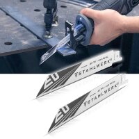 STAHLWERK Juego de 2 hojas de sierra de sable 150 x 19 x 0,92 mm Long Life | Hojas de sierra de sable con fijación de 1/2 pulgada y 18 TPI para sierras de sable | Sierras de sable | Sierras de calar