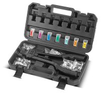 STAHLWERK blindnitte-tang sæt NZ-16 ST nittetang | nittenøddetang | nittetang med løftestang med udskiftelig gevinddorn M3 | M4 | M5 | M6 | M8 | M10 | M12 inklusive 70 nittenødder og etui