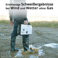 Młot wyburzeniowy STAHLWERK Spawarka Mini FLUX 120 ST z w pelni synergicznym podawaniem drutu do spawania drutem 0,6 | 0,8 | 0,9 | 1,0 mm, kompaktowy falownik o rzeczywistym natezeniu 120 A do spawania bez gazu oslonowego