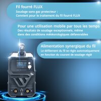 STAHLWERK FLUX 160 ST Saldatrice digitale con 160 A, avanzamento filo sinergico, funzione TIG e MMA per saldatura senza gas di protezione.