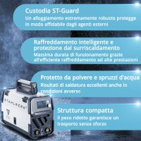 STAHLWERK FLUX 160 ST Soldadora digital con 160 A, alimentaci&oacute;n de hilo sin&eacute;rgica, funci&oacute;n elevadora TIG y MMA para soldadura sin gas de protecci&oacute;n