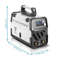 STAHLWERK FLUX 160 ST Цифровой сварочный аппарат с силой тока 160 А, синергетической подачей проволоки, функцией подъема TIG и MMA для сварки без защитного газа
