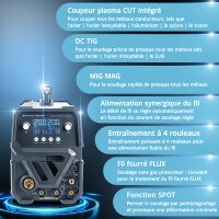 STAHLWERK CTM-250 ST Saldatrice combinata digitale 5 in 1 schermata a gas | inverter con 200 A, trainafilo sinergico e taglierina al plasma integrata da 50 A TAGLIO | TIG | MIG MAG | MMA | FLUX