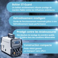 STAHLWERK CTM-250 ST Saldatrice combinata digitale 5 in 1 schermata a gas | inverter con 200 A, trainafilo sinergico e taglierina al plasma integrata da 50 A TAGLIO | TIG | MIG MAG | MMA | FLUX