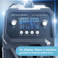 STAHLWERK CTM-250 ST Soldadora combinada digital 5 en 1 con protecci&oacute;n de gas | inversor con 200 A, alimentador de hilo sin&eacute;rgico y cortador de plasma integrado de 50 A CUT | TIG | MIG MAG | MMA | FLUX