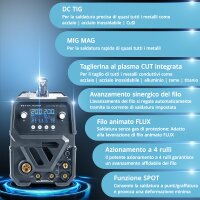 STAHLWERK CTM-250 ST Saldatrice digitale ad arco schermato a gas 5 in 1 completamente equipaggiata con inverter da 200 A, trainafilo sinergico e taglierina al plasma integrata da 50 A CUT | TIG