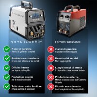 STAHLWERK CTM-250 ST Saldatrice digitale ad arco schermato a gas 5 in 1 completamente equipaggiata con inverter da 200 A, trainafilo sinergico e taglierina al plasma integrata da 50 A CUT | TIG