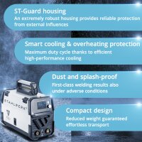 STAHLWERK FLUX 160 ST Digital welding machine with 160 A full equipment, synergic wire feed, lift TIG and MMA function for welding without shielding gas